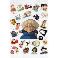 Zipzap Hayao Miyazaki Temalı Anime Telefon Laptop Bullet Journal Yapışkanlı Folyo Sticker Paketi (25 Adet)