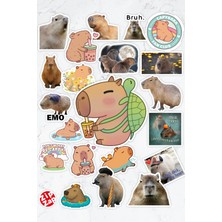 Zipzap Capybara Kapibara Telefon Laptop Bullet Journal Yapışkanlı Folyo Sticker Paketi (21 Adet)