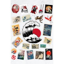 Zipzap Japan Art Japon Telefon Laptop Bullet Journal Yapışkanlı Folyo Sticker Paketi (22 Adet)