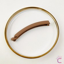 Cinderella Açık Kahve Soft Mat Renkli Klasik Minimal Kadın Muz Toka 11CM - Kıstırmalı Klipsli Saç Topuz Tokası