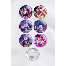 Zipzap Kpop Demon Hunters K-Pop Anime Animasyon Çanta Süsü Rozet Iğneli Buton Rozet Seti (6 Adet)