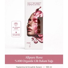 ALLPURE Rose Cilt Bakım Yağı - Organik,  & Elastikiyet Kaybı Karşıtı, Besleyici & Onarıcı Bakım Yağı 100 ml