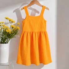 Tace Kids Tace Kıds Kız Çocuk Turuncu Müslin Askılı Yazlık Elbise- 6-12 Yaş
