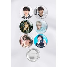 Zipzap Exo Çanta Süsü Rozet Iğneli Buton Rozet Seti (6 Adet) Baekhyun Chanyeol Sehun Kai D.o. Xiumin
