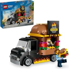 The Vivia City Hamburger Kamyonu 60404-5 Yaş ve Üstü Kız ve Erkek Çocuklar Için Satıcı Mini Figürü ve Aksesuarlar Içeren Araç Yapım ve Mutfak Oyun Seti, Çocuklar Için Yaratıcı Hediye Fikri (194 Parça)