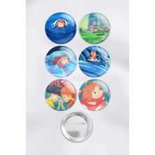 Zipzap Ponyo Gake No Ue No Ponyo Çanta Süsü Rozet Iğneli Buton Rozet Seti (6 Adet)