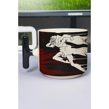 Zipzap Devilman: Crybaby Anime Baskılı Seramik Lüks Kupa (1 Adet) T Şeklinde Özel Siyah Kulp Dalga Kulp V4T