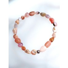 Luna Luster Pembe Opal Doğal Taşlı 925 Ayar Gümüş Kadın Bileklik Kalp Çakrası
