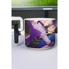 Zipzap Yuri On Ice Anime Baskılı Seramik Lüks Kupa (1 Adet) T Şeklinde Özel Siyah Kulp Dalga Kulp V5T
