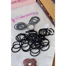 Cinderella 100'LÜ Çantalı Acıtmaz Kız Bebek Siyah Lastik Toka Seti 2cm - Dayanıklı Lastikli Çocuk Saç Tokası