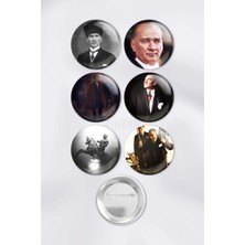 Zipzap Ulu Önder Atatürk Mustafa Kemal Paşa Çanta Süsü Iğneli Buton Rozet Seti (6 Adet)