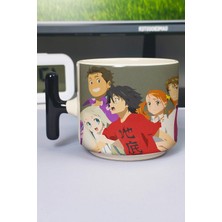 Zipzap Anohana Anime Baskılı Seramik Lüks Kupa (1 Adet) T Şeklinde Özel Siyah Kulp Dalga Kulp V1T