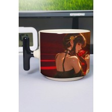 Zipzap Spy × Family Anime Baskılı Seramik Lüks Kupa (1 Adet) T Şeklinde Özel Siyah Kulp Dalga Kulp V5T