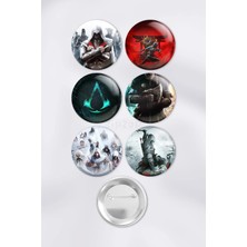 Zipzap Assassin's Creed Video Oyun Bilgisayar Oyunu Çanta Süsü Rozet Iğneli Buton Rozet Seti (6 Adet)