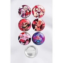 Zipzap Hazbin Hotel Anime Animasyon Çanta Süsü Rozet Iğneli Buton Rozet Seti (6 Adet)