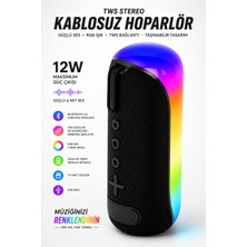 Nivego Blc Tws Stereo Kablosuz Bluetooth Hoparlör Rgb Işıklı 12W Güçlü Ses 1800MAH Taşınabilir Tf Kart Destekli USB Şarjlı