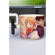 Zipzap Sangatsu No Lion Anime Baskılı Seramik Lüks Kupa (1 Adet) T Şeklinde Özel Siyah Kulp Dalga Kulp V5T