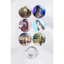 Zipzap Seishun Buta Yarou Wa Bunny Girl Senpai No Yume Wo Minai Rozet Iğneli Buton Rozet Seti (6 Adet)