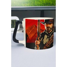 Zipzap Red Dead Redemption 2 Baskılı Seramik Lüks Kupa (1 Adet) Özel Siyah Kulp Dalga Kulp V3D