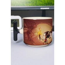 Zipzap Don't Starve Baskılı Seramik Lüks Kupa (1 Adet) T Şeklinde Özel Siyah Kulp Dalga Kulp V3T