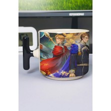 Zipzap Ginga Eiyuu Densetsu Anime Baskılı Seramik Lüks Kupa (1 Adet) T Şeklinde Özel Siyah Kulp Dalga Kulp V3T