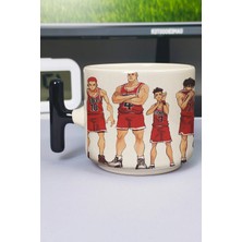 Zipzap Slam Dunk Anime Baskılı Seramik Lüks Kupa (1 Adet) T Şeklinde Özel Siyah Kulp Dalga Kulp V4T