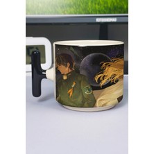 Zipzap Ginga Eiyuu Densetsu Anime Baskılı Seramik Lüks Kupa (1 Adet) T Şeklinde Özel Siyah Kulp Dalga Kulp V2T