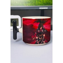 Zipzap Dororo Anime Baskılı Seramik Lüks Kupa (1 Adet) T Şeklinde Özel Siyah Kulp Dalga Kulp V5T