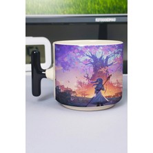 Zipzap Sousou No Frieren Anime Baskılı Seramik Lüks Kupa (1 Adet) T Şeklinde Özel Siyah Kulp Dalga Kulp V3T