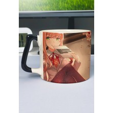 Zipzap Ddlc Baskılı Seramik Lüks Kupa (1 Adet) Özel Siyah Kulp Dalga Kulp V5D