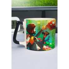 Zipzap Subnautica Baskılı Seramik Lüks Kupa (1 Adet) Özel Siyah Kulp Dalga Kulp V4D