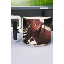 Zipzap Tokyo Ghoul Anime Baskılı Seramik Lüks Kupa (1 Adet) T Şeklinde Özel Siyah Kulp Dalga Kulp V3T