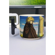 Zipzap Vinland Saga Anime Baskılı Seramik Lüks Kupa (1 Adet) T Şeklinde Özel Siyah Kulp Dalga Kulp V1T