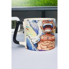 Zipzap One Piece Anime Baskılı Seramik Lüks Kupa (1 Adet) Özel Siyah Kulp Dalga Kulp V1D
