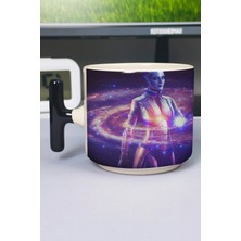 Zipzap Mass Effect Baskılı Seramik Lüks Kupa (1 Adet) T Şeklinde Özel Siyah Kulp Dalga Kulp V4T