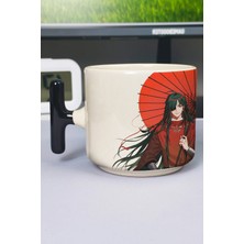 Zipzap Tian Guan Cifu Anime Baskılı Seramik Lüks Kupa (1 Adet) T Şeklinde Özel Siyah Kulp Dalga Kulp V3T