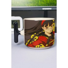 Zipzap Persona 4 Baskılı Seramik Lüks Kupa (1 Adet) T Şeklinde Özel Siyah Kulp Dalga Kulp V4T
