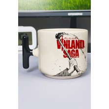 Zipzap Vinland Saga Anime Baskılı Seramik Lüks Kupa (1 Adet) T Şeklinde Özel Siyah Kulp Dalga Kulp V4T