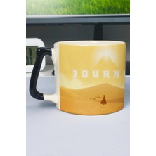 Zipzap Journey Baskılı Seramik Lüks Kupa (1 Adet) Özel Siyah Kulp Dalga Kulp V2D