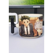 Zipzap Hunter Hunter Anime Baskılı Seramik Lüks Kupa (1 Adet) T Şeklinde Özel Siyah Kulp Dalga Kulp V1T