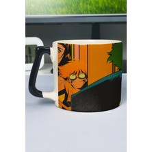 Zipzap Cowboy Bebop Anime Baskılı Seramik Lüks Kupa (1 Adet) Özel Siyah Kulp Dalga Kulp V2D