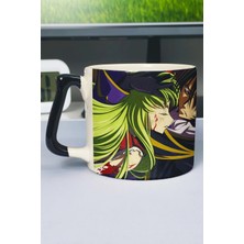 Zipzap Code Geass Anime Baskılı Seramik Lüks Kupa (1 Adet) Özel Siyah Kulp Dalga Kulp V2D