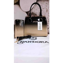 Pandora Bags Ten Geçişli Rugan Burslu Çanta ve Cüzdan Seti