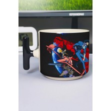 Zipzap Cowboy Bebop Anime Baskılı Seramik Lüks Kupa (1 Adet) T Şeklinde Özel Siyah Kulp Dalga Kulp V1T