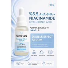 PureViana Double Effect Serum 30ML – AHA-BHA + Niacinamide + Hyaluronik Asit – Aydınlatıcı, Gözenek Sıkılaştırıcı, Ton Eşitleyici