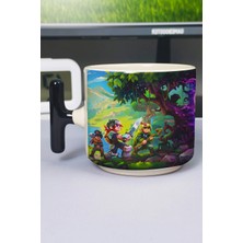 Zipzap Hytale Baskılı Seramik Lüks Kupa (1 Adet) T Şeklinde Özel Siyah Kulp Dalga Kulp V1T