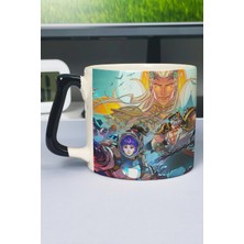 Zipzap Overwatch Baskılı Seramik Lüks Kupa (1 Adet) Özel Siyah Kulp Dalga Kulp V4D