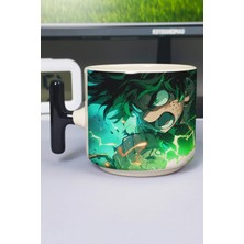 Zipzap My Hero Academia Anime Baskılı Seramik Lüks Kupa (1 Adet) T Şeklinde Özel Siyah Kulp Dalga Kulp V3T