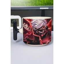 Zipzap Tokyo Ghoul Anime Baskılı Seramik Lüks Kupa (1 Adet) T Şeklinde Özel Siyah Kulp Dalga Kulp V5T