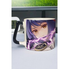 Zipzap Kujou Sara Genshin Impact Baskılı Seramik Lüks Kupa (1 Adet) Özel Siyah Kulp Dalga Kulp V5D